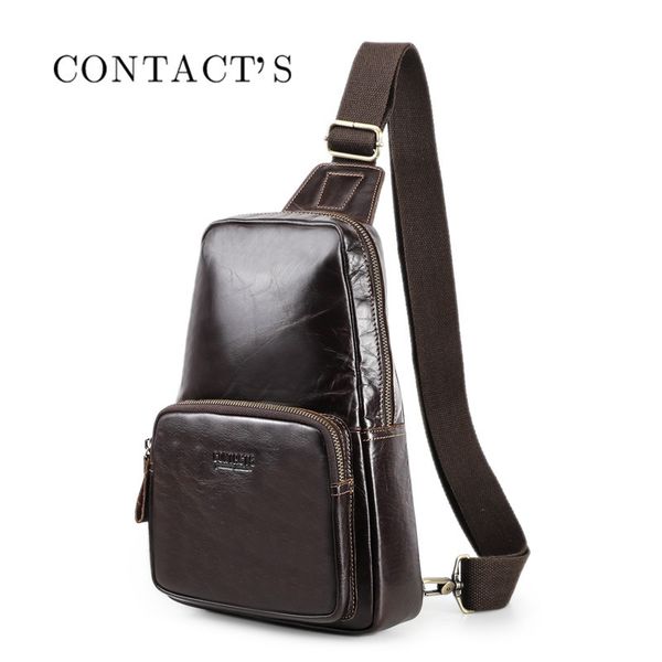 

black angel leather fashion men's chest crazy horse leather men's messenger bag