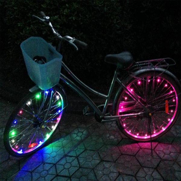 

bike lights light mountain road bicycle colorful wheel tire steel wire rim 18 led cycling flash 2m