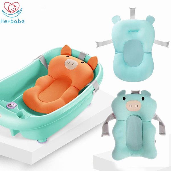 

bathing tubs & seats herbabe born baby safety bath seat portable air cushion children kids bed infant non-slip bathtub mat shower pillow