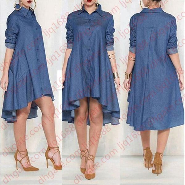 

women casual loose long sleeve denim jeans blouse shirts sundress short mini vestido cocktail party clubwear outfits shirts top, White