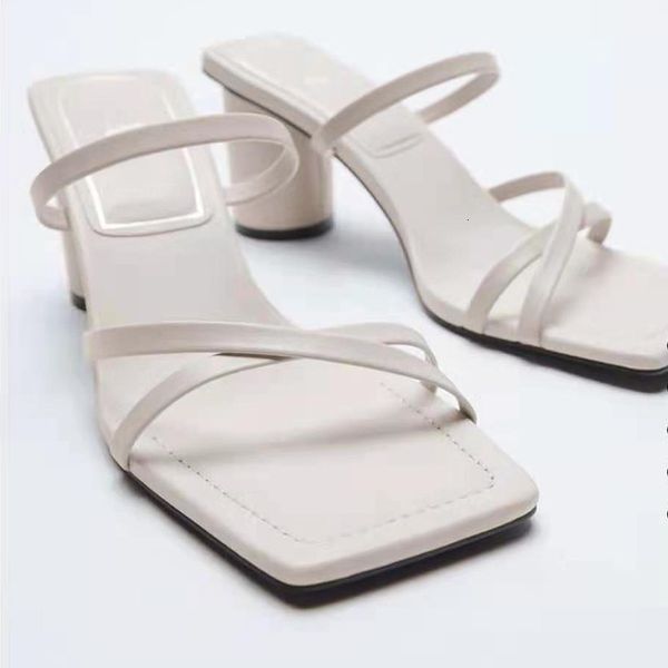 

slippers summer apricot women's shoes naked square toe round heels narrow band fashion sandals eudh, Black