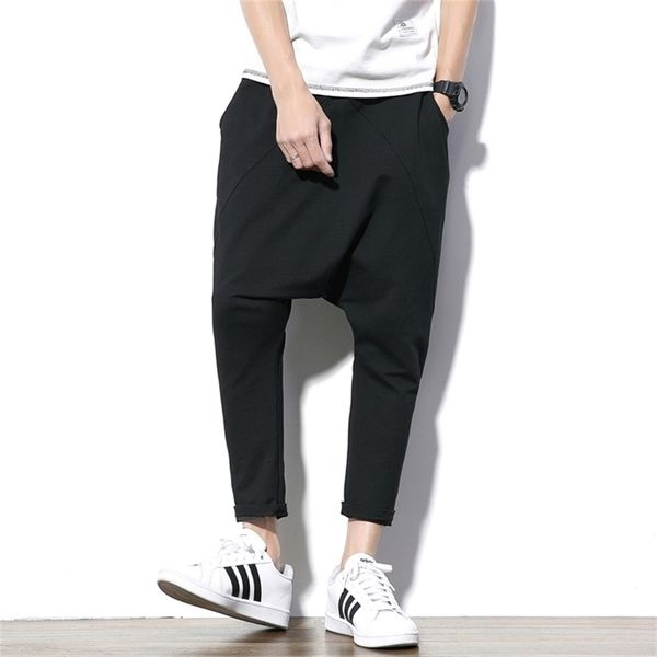 

fashion harem pants men cross-pants baggy loose black sweatpants hip hop pantalon homme casual mens trousers joggers pants male 210714
