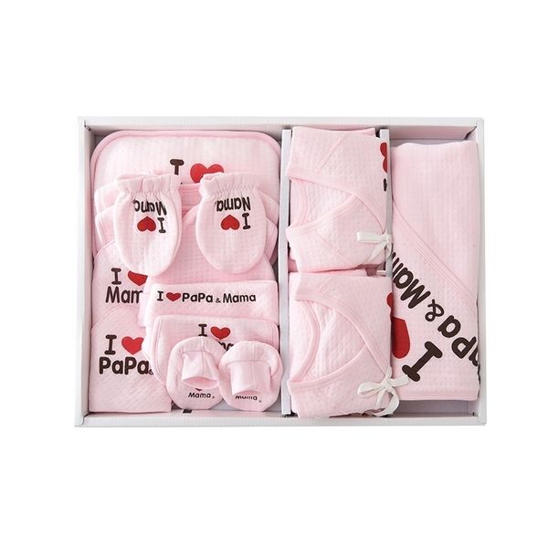 15 PCS Unisex I Love Papa Mama Girl Boy Set Cotton Baby Gift Package Forniture per neonati Vestiti Roupas de bebe 210309