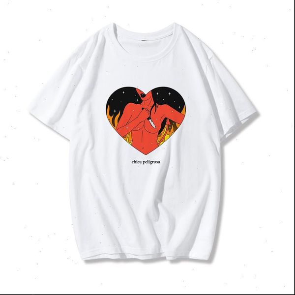 

harajuku devil letter print t shirt womens loose fashion casual park punk vegan tshirt vintage summer casual ulzzang female, White