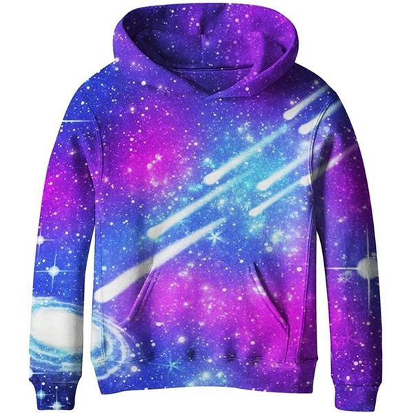 

purple meteor comfortable men and women novelty hoodie 3d printing pullover hooded sweater with pocket 100-160, Black