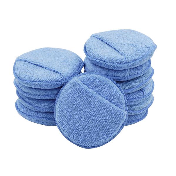 

10 pcs microfiber wax applicator sponge pad 5 inch with finger pocket for waxing polishing car paint care buff pads