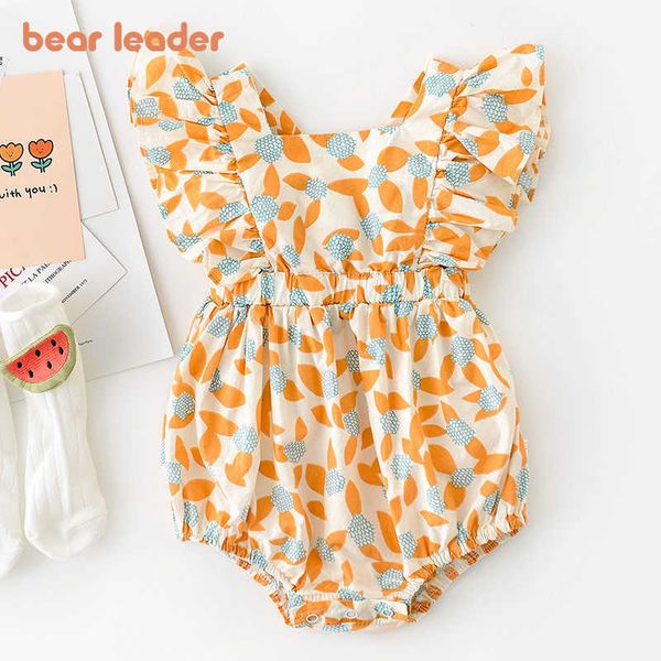 

bear leader born baby floral casual bodysuits fashion infant girls summer rompers toddler bebes ruffles clothes 0-2 years 210708, Blue