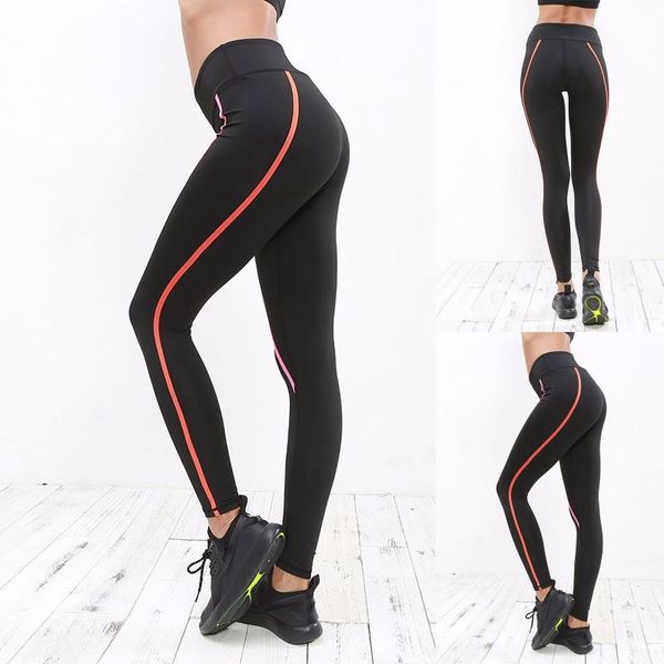 

yoga outfits women's patchwork sport leggings high waist tights pants hip lift stitching color-blocking fitness exercise, White;red