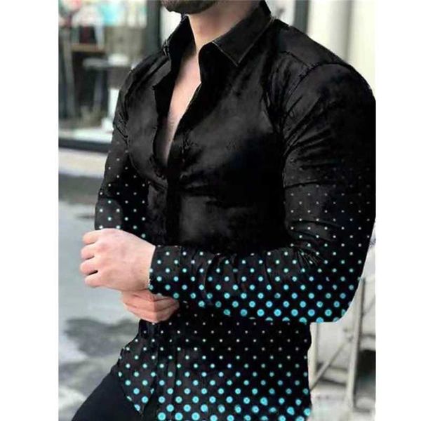 

men's casual shirts 2021 men europe and america style autumn fashion long-sleeved shirt gradient printing lapel clothes, White;black
