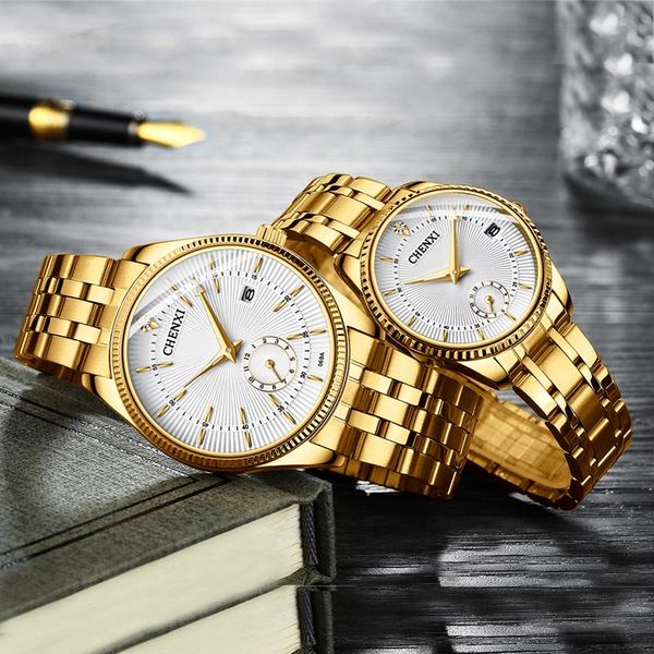 

wristwatches luxury quartz wristwatch women golden watches mens waterproof luminous famous design stainless steel couple's business wat, Slivery;brown