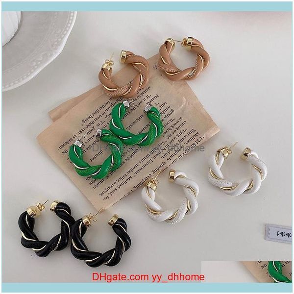 Jewelryleather metallo intrecciato tessuto orecchini nero bianco geometrico Circel cerchio per le donne ragazze gioielli festa Hie consegna di goccia 2021 J64Ce