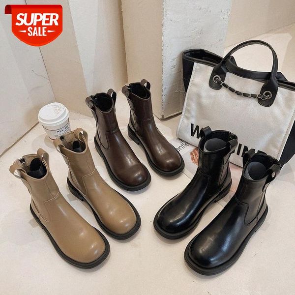 

british style martin boots women's autumn casual tennis red ins tide thick heel leather women #dk3u, Black