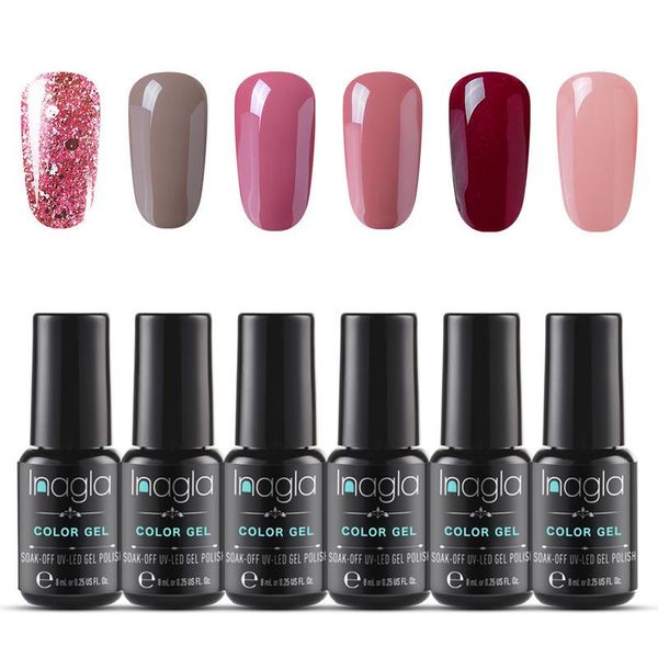 

nail art kits (6pcs)inagla gel polish set 8ml mixed-color kit for nails semi permanent soak off varnish uv