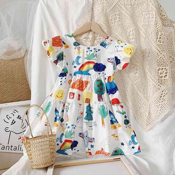 

summer floral girls graffiti toddler girl dress baby costumes school uniform for outfits beach clothing, Red;yellow