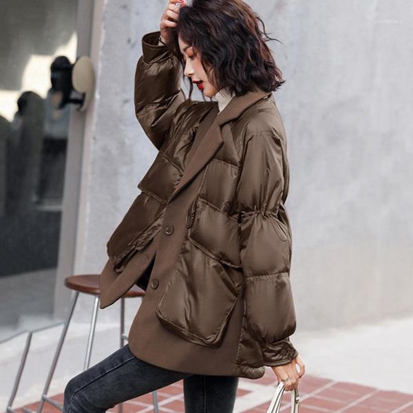 

women's down & parkas jacket women short fried street korean winter cold warm 90% white duck jackets fashion parka overcoat abrigo muje, Black