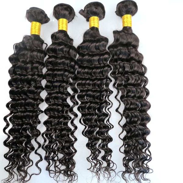 

brazilian hair weaves virgin human hair weft deep wave curly 8~34inch unprocessed peruvian malaysian indian hair bundles extensions, Black