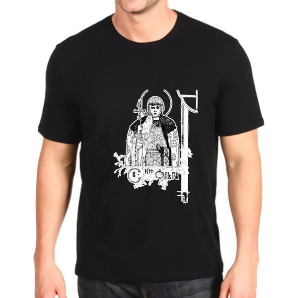 

men's t-shirts printed tshirt fashion st olga of kiev unfinished with floral mens loose customization tees, White;black