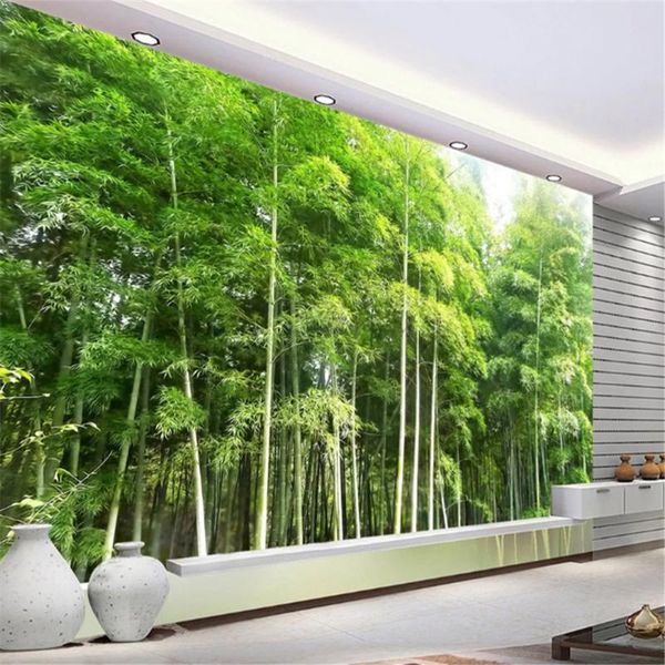 

wallpapers wallpaper wall mural hd bamboo green forest landscape 3d home decoration