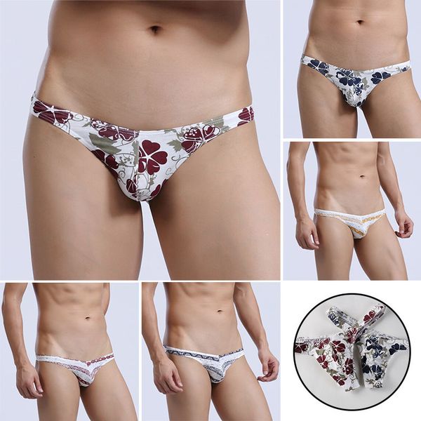 

low tail men 1 pcs cats slips underwear flower pattern, Black;white