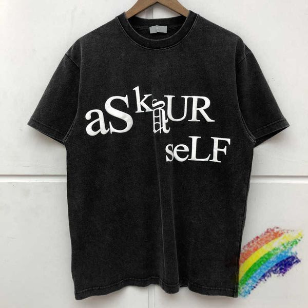 

men's t-shirts t shirts askyurself t-shirt men women heavy fabric vintage letters printed tee 33cr, White;black