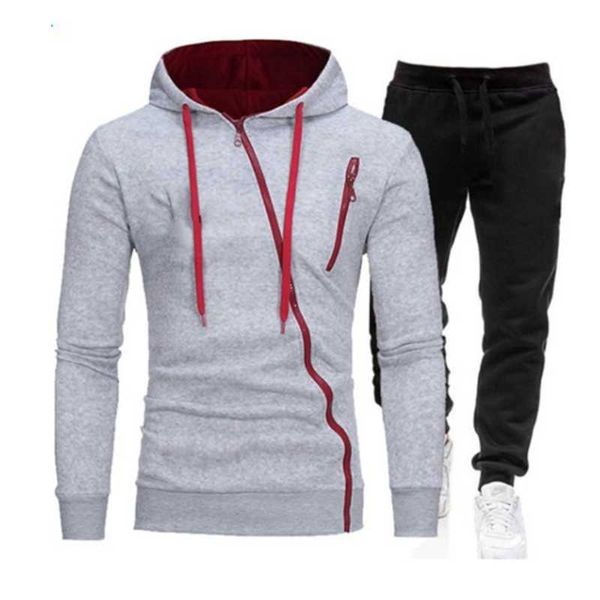 

men's hoodies & sweatshirts men tracksuit casual 2 pieces sets zipper sweatshirt hooded+sweatpants print sportswear mens clothes solid, Black