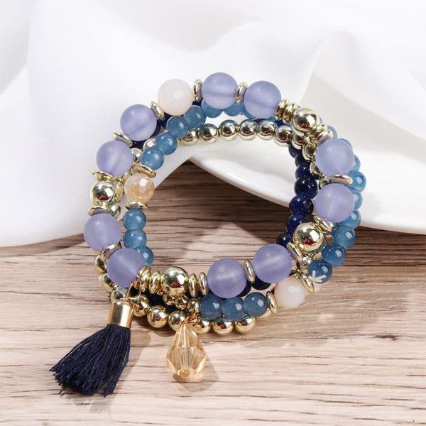 

link, chain princess tassel girls beaded bracelet stretch bohemian, Black