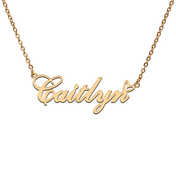 

charms god with love heart personalized character necklace name caitlyn for friend jewelry gift, Bronze;silver