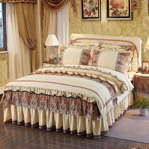 

bedding sets princess luxury set  size bed fleece warm duvet cover bedskirt parure de lit adulte couvre