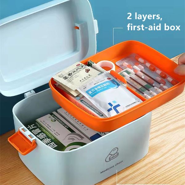 

baskets 2 layers storage box large capacity first aid medicine boxes family boxs portable medicine chest 24cm