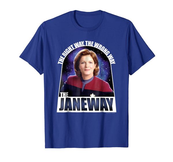 

star trek voyager the janeway the right way graphic t-shirt, White;black