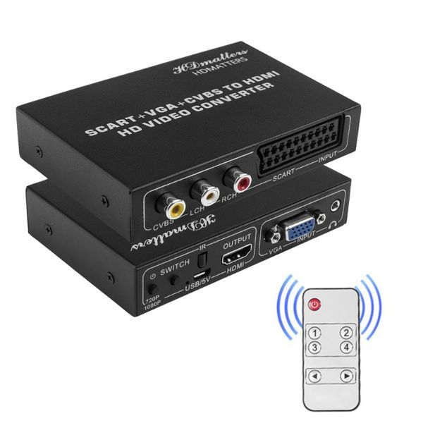 

audio cables & connectors -compatible hd scart converter adapter rca av vga to switcher splitter