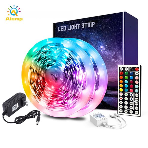 Striscia LED RGB 2835 3528 DC12V Strisce flessibili al neon 16,4ft 32,8ft 65,6ft Luci a nastro impermeabili Set completo