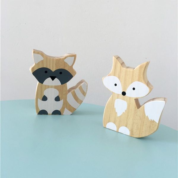 Nordic Holz Fuchs Ornamente Kinderzimmer Dekorationen Wand Kunst Miniatur Figuren Holz Spielzeug Hause Schreibtisch Bücherregal Dekor Foto Requisiten C0220