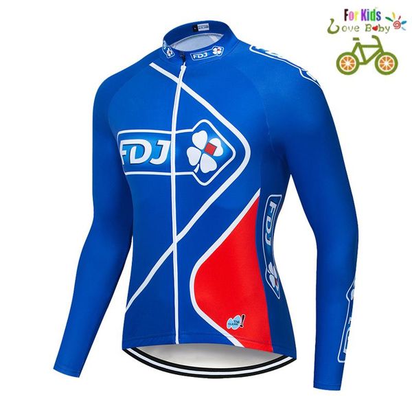 

racing sets fdj world kids cycling jersey set boys girls summer clothing long sleeve road bike suit maillot ropa ciclismo, Black;blue
