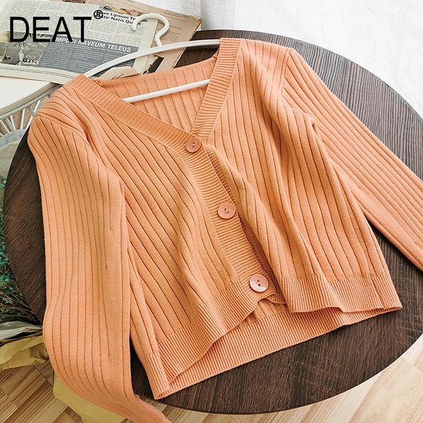 

women's knits & tees deat 2021 spring summer fashion casual solid color v neck loose long sleeve cardigan knitwear coat women sj299, White