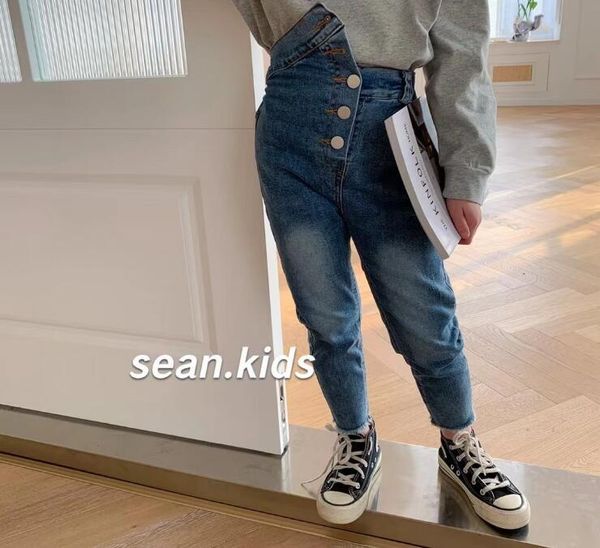 

2021 new wholesale girls denim long pants fashion spring girls jean pants 2-7t a222, Blue