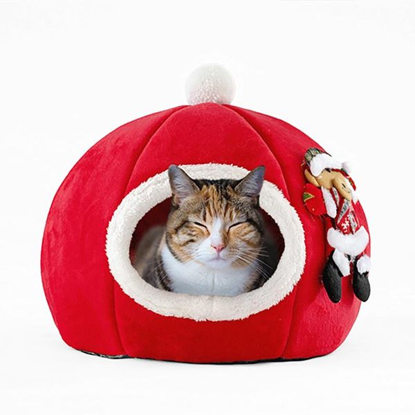 

cat beds & furniture 2021 christmas dog bed winter warm pet nest house supplies litter kennel gifts home