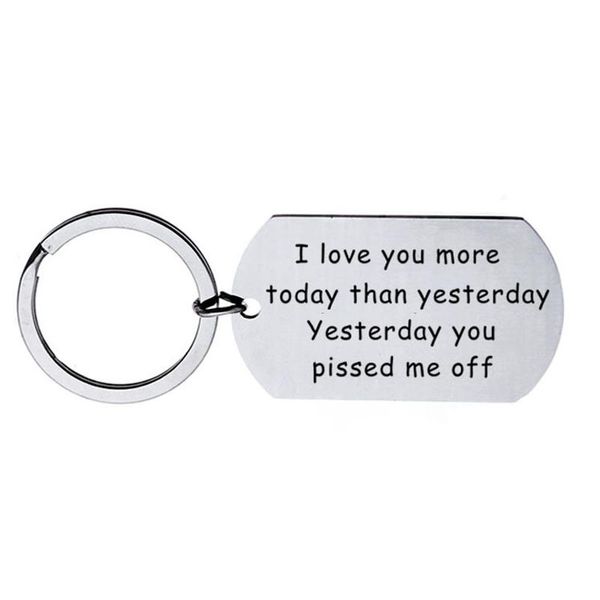 

keychains love you more today than yesterday stainless steel keychain keyring boyfriend grilfriend couple valentines day gift key chains, Silver