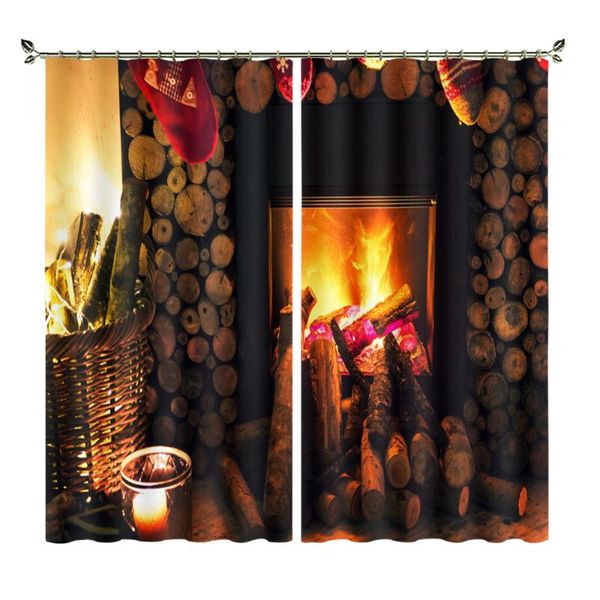 

curtain & drapes burning fire candle print shading curtains for living dining room bedroom