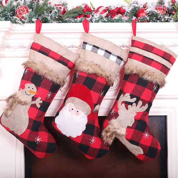 

christmas straight decorations santa stockings gift bag creative candy christmas
