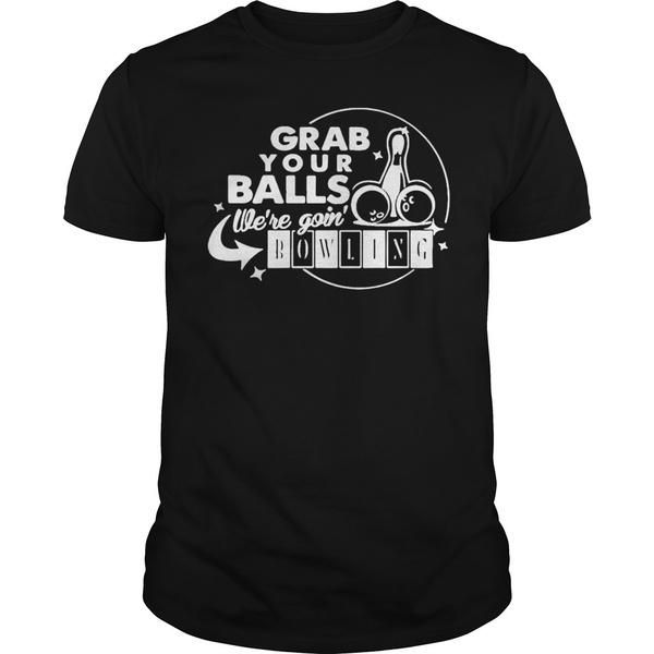 

men's t-shirts grab your balls we're going bowling t-shirt summer sale, White;black