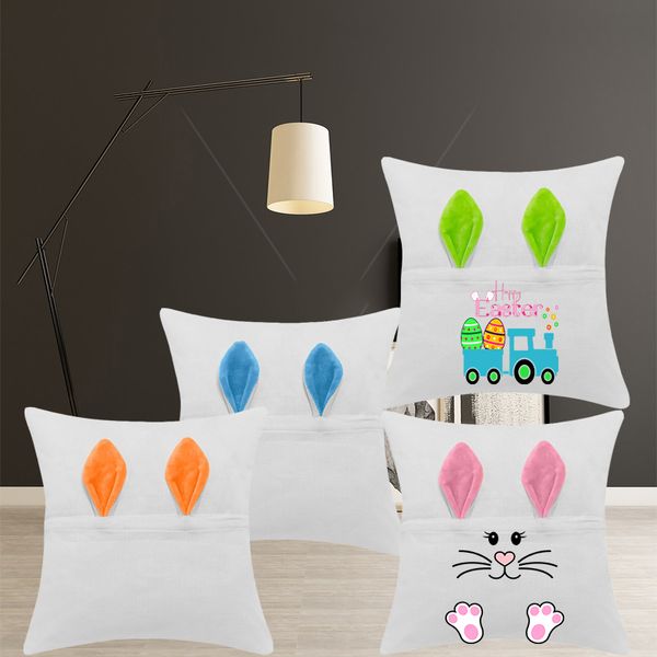Sublimação Caso de travesseiro em branco DIY DIY DIY Páscoa Pillowcover Orelhas de Bunny Design Pocket Plowwase Personalizado Cadeira de Cadeira Home Têxteis