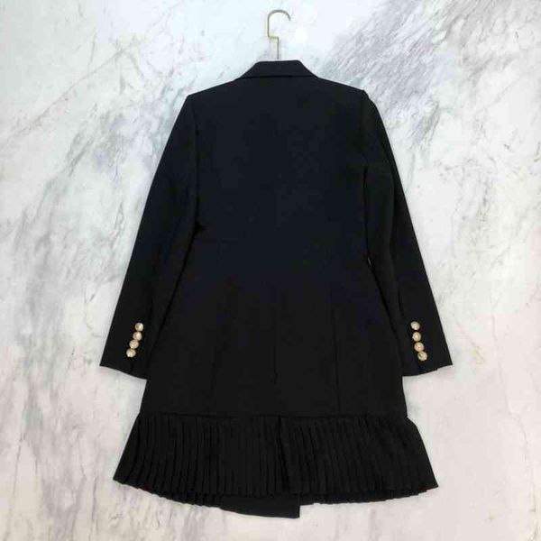 

black/white autumn blazer dress designer lapel neck long sleeves metal buttons milan runway dresses 80902