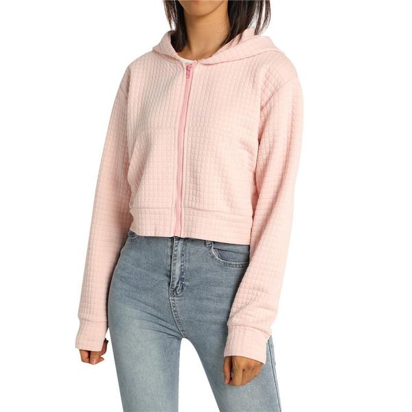 

women's hoodies & sweatshirts female autumn spring casual sweet clothes women coats solid color long sleeve zipper hooded outwear s m, Black
