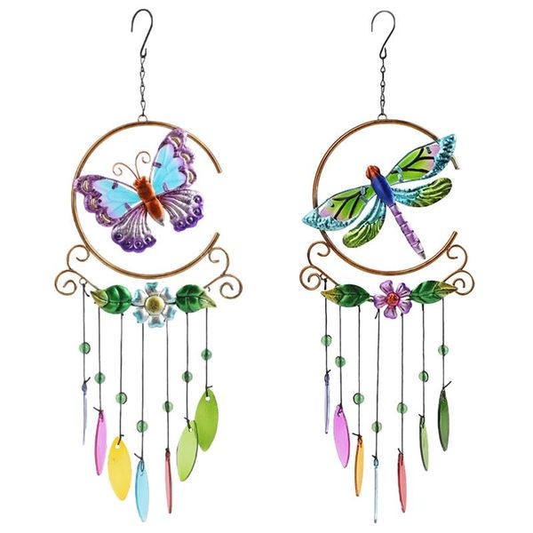 

decorative objects & figurines butterfly metal wind chimes wall art decoration 7-color campanula pendant wedding party porch patio window to