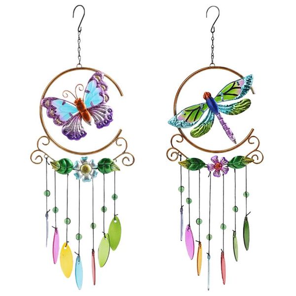 Objetos decorativos Figurines Butterfly Metal Wind Chimes Arte De Parede Decoração 7-Color Campanula Pingente Festa de Casamento Patião Patio Janela para