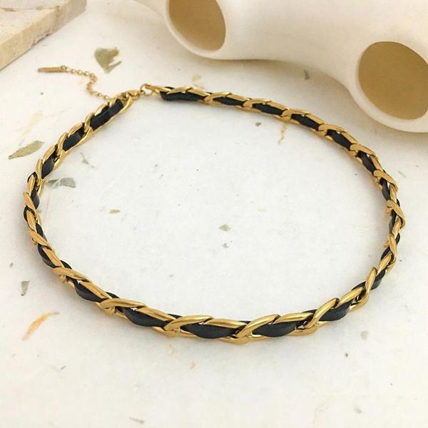 

monlansher trendy pu leather 18 k metal collar titanium steel chain chokers for women fashion punk street style necklace jewelry, Silver