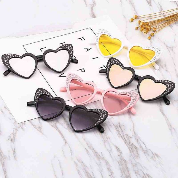 

70% off online store 2021 new children's sunglasses fashion love sunglasses trend diamond, White;black