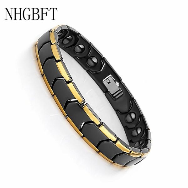 

link, chain nhgbft 11mm wide white/black ceramic bracelet women stainless steel magnetic health energy couple jewelry