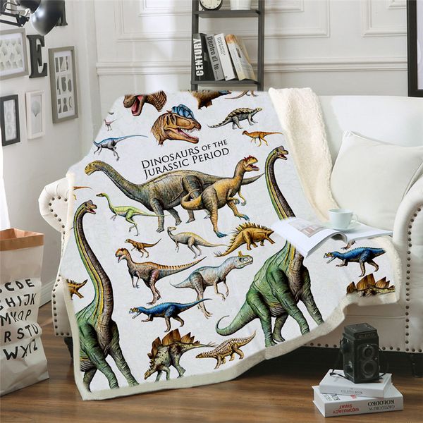 Coperta di dinosauro Lenzuolo Copridivano Coperta da pisolino Coperta da viaggio Picnic Casa per adulti Bambini sul letto Culla Aereo Cobertor